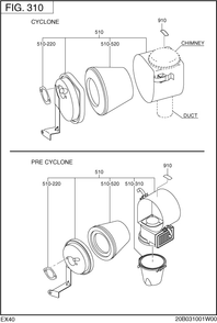 Intake,exhaust Diagram and Parts List for EX400D00161 EX400 Subaru Engine