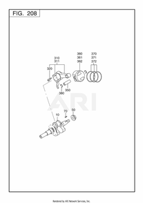 200 Crankshaft Diagram and Parts List for 170DT1111  Subaru Engine