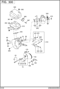 Intake Exhaust Diagram and Parts List for EE300DSM910 EE300 Subaru Engine