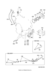 600 Fuel, Lubrication Diagram and Parts List for EH722DSF070  Subaru Engine