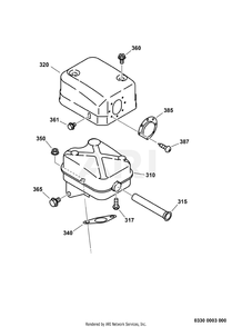 330 Muffler Diagram and Parts List for EX170D10076  Subaru Engine