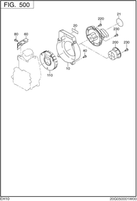 Cooling Starting Diagram and Parts List for EH100F47013 EH100 Subaru Engine