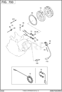 700 Electric Device Diagram and Parts List for EX400D51011  Subaru Engine