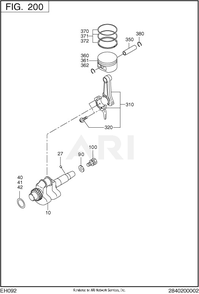 200 Crankshaft Diagram and Parts List for RAS17017010  Subaru Generator