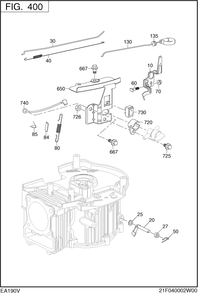 Governor Operation Diagram and Parts List for EA190V50190 EA190 Subaru Engine