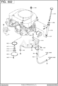 600 Fuel And Lubricant Diagram and Parts List for EH650VC0130  Subaru Engine