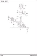 Crankshaft,Piston Diagram and Parts List for EH035AX0203  Subaru Engine