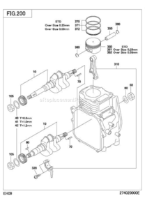 Crankshaft,Piston Diagram and Parts List for EH090D42170  Subaru Engine