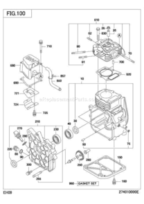 Crank Case Diagram and Parts List for EH090D45040  Subaru Engine