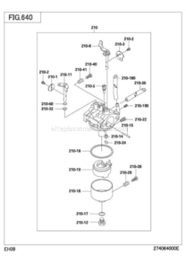 Fuel Lubricant Diagram and Parts List for EH090D45040  Subaru Engine