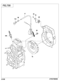 Electric Device Diagram and Parts List for EH090D45040  Subaru Engine