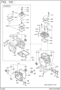 Crank Case Diagram and Parts List for EH092D42000  Subaru Engine