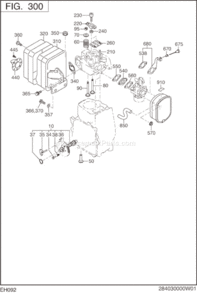Intake Exhaust Diagram and Parts List for EH092D42070  Subaru Engine