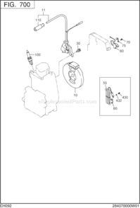 Electric Device Diagram and Parts List for EH092F45000  Subaru Engine