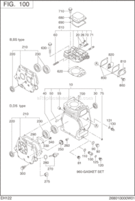 Crank Case Diagram and Parts List for EH122B02030  Subaru Engine