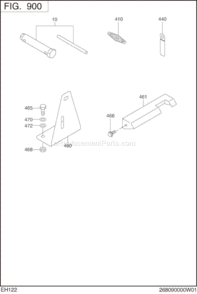 Accessories Diagram and Parts List for EH122B02100  Subaru Engine