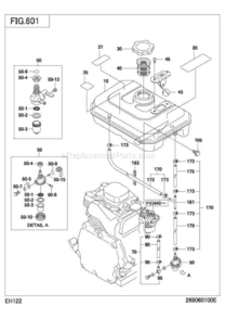Fuel Lubricant Diagram and Parts List for EH122B72120  Subaru Engine