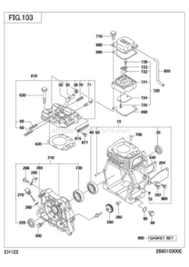 Crank Case Diagram and Parts List for EH122D46040  Subaru Engine