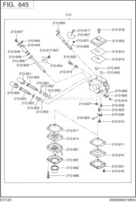 Fuel Lubricant Diagram and Parts List for EH122D46480  Subaru Engine