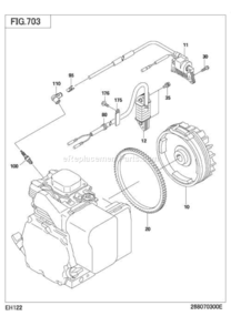 Electric Device Diagram and Parts List for EH122DS6010  Subaru Engine