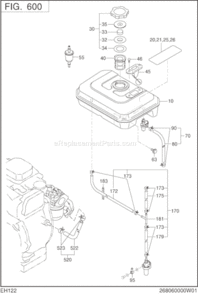 Fuel Lubricant Diagram and Parts List for EH122YD0100  Subaru Engine