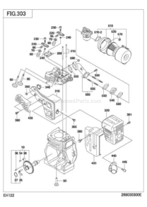 Intake Exhaust Diagram and Parts List for EH122YD1010  Subaru Engine