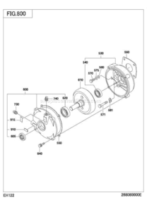 Reduction Diagram and Parts List for EH122YR0000  Subaru Engine