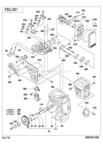Intake Exhaust Diagram and Parts List for EH172B00000  Subaru Engine