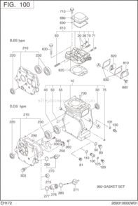 Crank Case Diagram and Parts List for EH172B60100  Subaru Engine