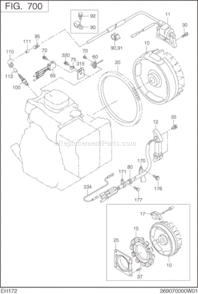Electric Device Diagram and Parts List for EH172B60200  Subaru Engine