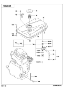 Fuel Lubricant Diagram and Parts List for EH172D23600  Subaru Engine