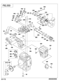 Intake Exhaust Diagram and Parts List for EH172D42040  Subaru Engine