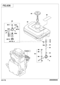 Fuel Lubricant Diagram and Parts List for EH172D42100  Subaru Engine
