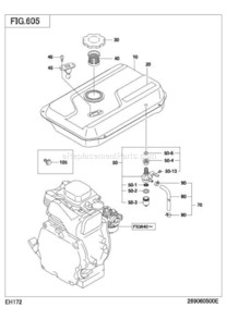 Fuel Lubricant Diagram and Parts List for EH172D62101  Subaru Engine