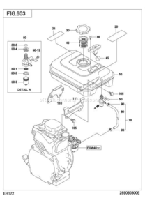 Fuel Lubricant Diagram and Parts List for EH172YD1600  Subaru Engine