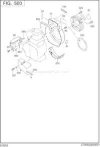 Cooling,Starting Diagram and Parts List for EH252B00010  Subaru Engine