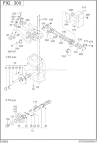 Intake Exhaust Diagram and Parts List for EH252B00020  Subaru Engine