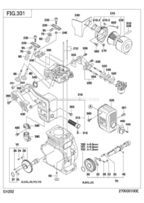 Intake Exhaust Diagram and Parts List for EH252BS6010  Subaru Engine