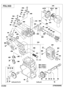 Intake Exhaust Diagram and Parts List for EH252D60370  Subaru Engine