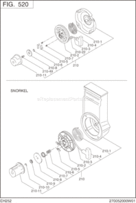 Cooling Starting Diagram and Parts List for EH252D60531  Subaru Engine