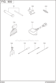 Accessories Diagram and Parts List for EH252D62020  Subaru Engine