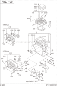 Crank Case Diagram and Parts List for EH252YD0000  Subaru Engine