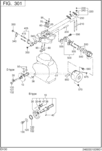 Intake Exhaust Diagram and Parts List for EH300BS0140  Subaru Engine