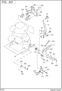 Governor Operation Diagram and Parts List for EH300BS0250  Subaru Engine