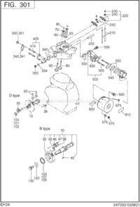 Intake Exhaust Diagram and Parts List for EH340B00331  Subaru Engine