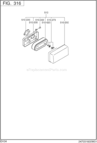 Page D Diagram and Parts List for EH340D15020  Subaru Engine