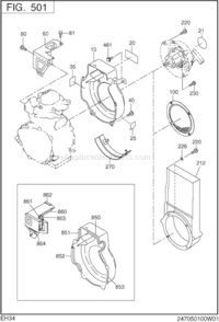 Cooling,Starting Diagram and Parts List for EH340D43230  Subaru Engine