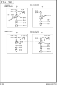 Page J Diagram and Parts List for EH360D00010  Subaru Engine