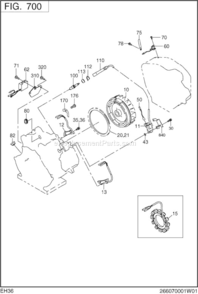 Electric Device Diagram and Parts List for EH360D00210  Subaru Engine