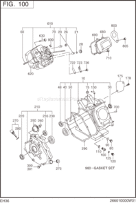 Crank Case Diagram and Parts List for EH360D52000  Subaru Engine